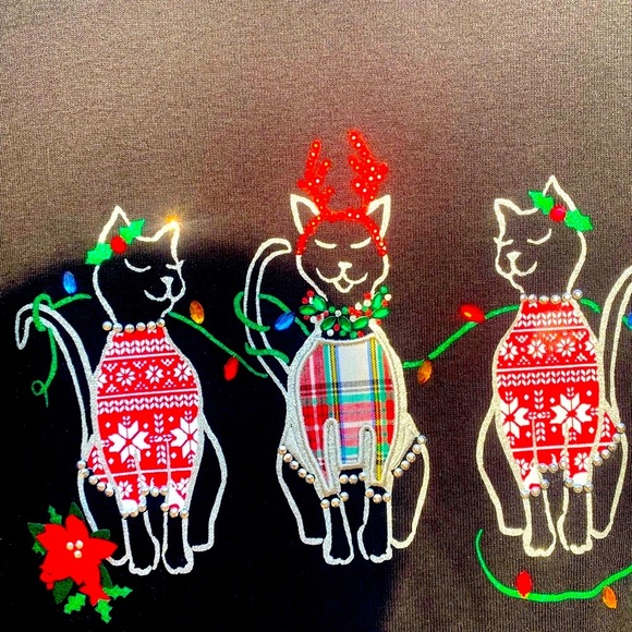 Karen Scott Tops - NEW WOMEN’S CHRISTMAS CAT TOP IN LARGE FROM MACY’S IN BLACK
